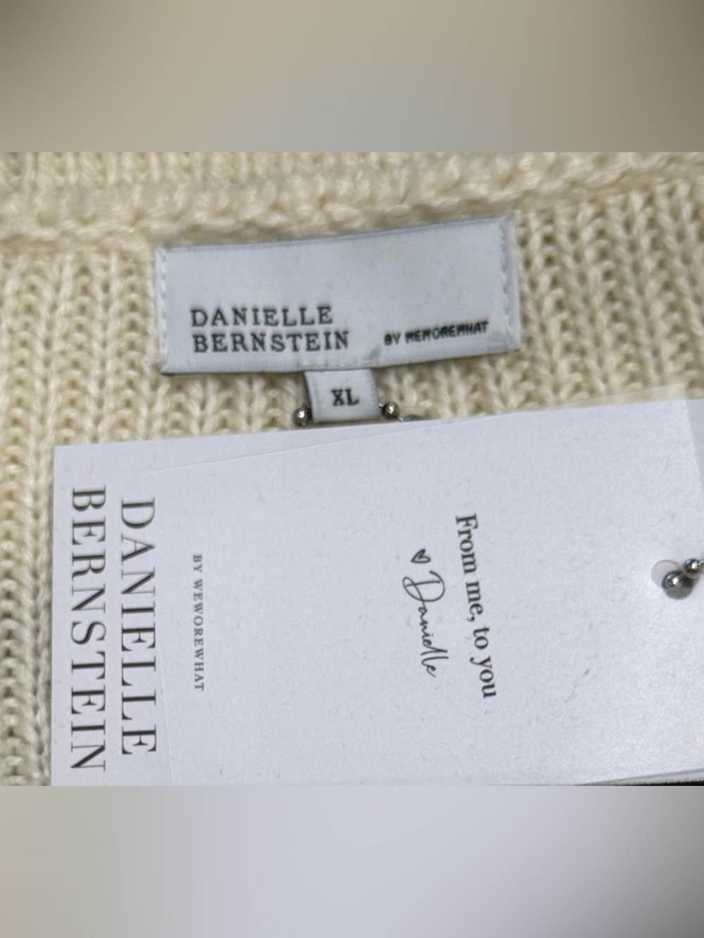 NWT WeWoreWhat Danielle Bernstein Polo Cropped Sweater - Cream - XL - Picture 5 of 5